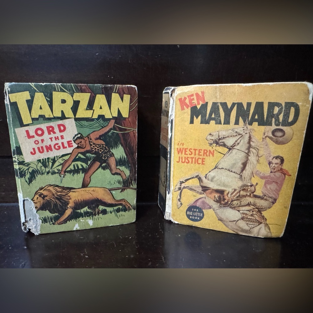 Vintage 1946 Tarzan Lord of the Jungle and Western Justice Big Little Books